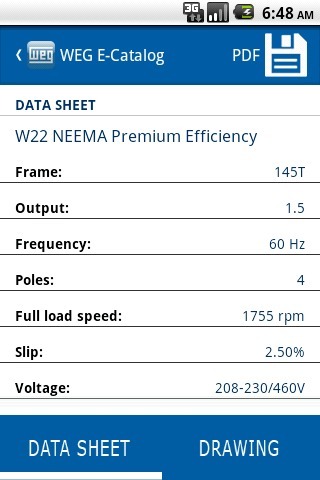 WEG Motors E-Catalog -NEMA TAB截图3