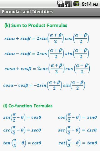 Trigonometry Quick Reference截图2