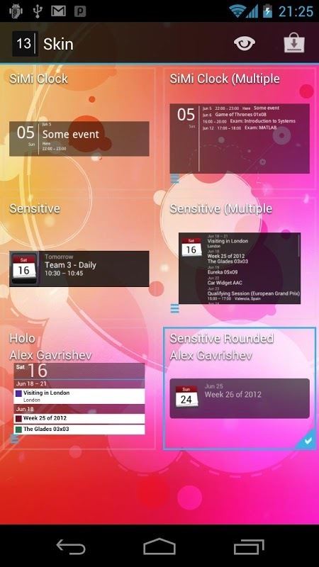 Sensitive Rounded Skin for Simple Calendar Widget截图1