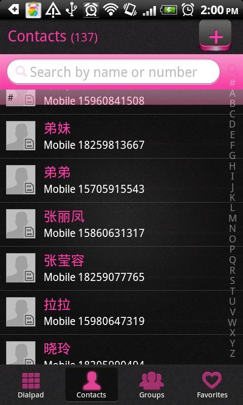 GO Contacts Pink theme截图5