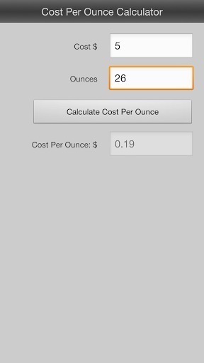 Cost Per Ounce Calculator截图1