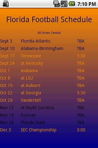 Florida Football Schedule截图1