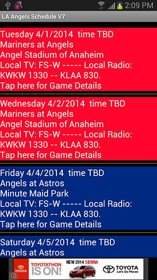 LA Angels Schedule V7截图4