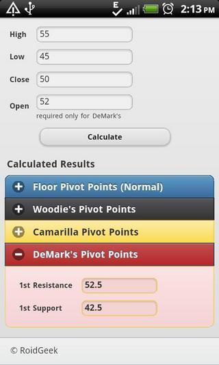 Pivot Points Calculator截图2