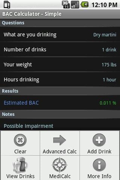 Blood Alcohol Calculator截图