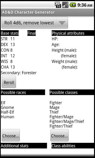 AD&D Character Generator截图1