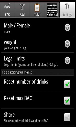DrinkDroid BAC calculator截图5