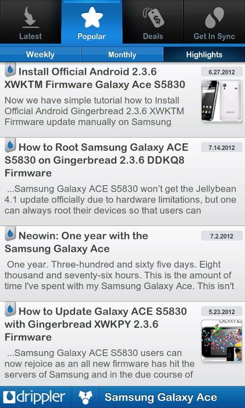 Drippler Samsung Galaxy Ace截图5