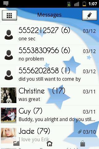 Go SMS Theme Blue Stars截图1