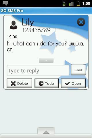 Go SMS Theme Blue Stars截图3