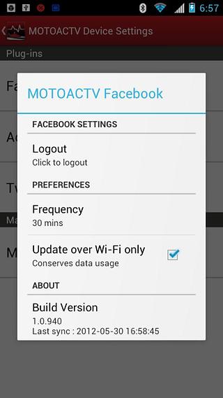 MOTOACTV plugin for Facebook.截图3