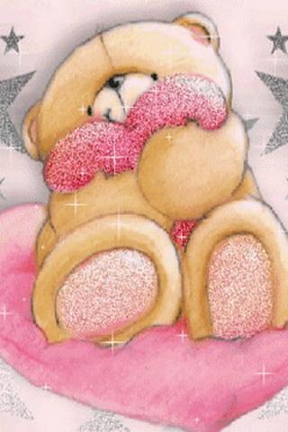 teddy bear embrace pink pillow截图1