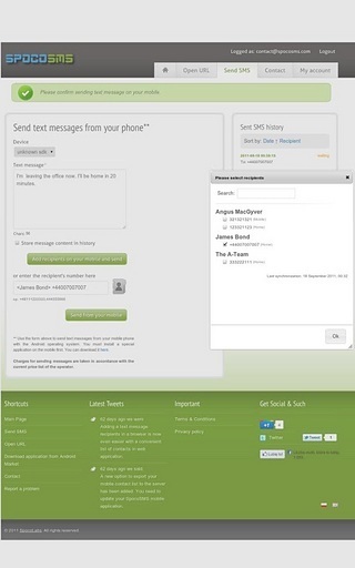 SpocoSMS -write SMS in browser截图3
