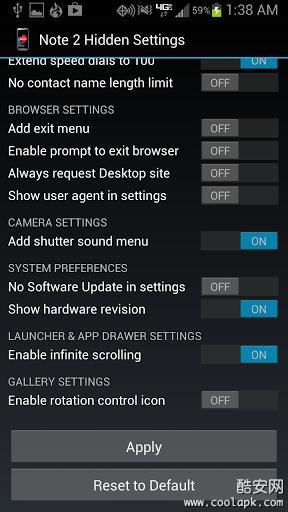 Note 2 Hidden Settings截图2
