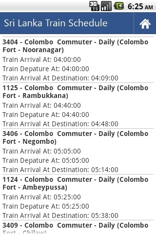 斯里兰卡火车时刻表截图1