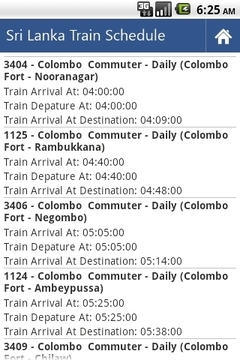 斯里兰卡火车时刻表截图