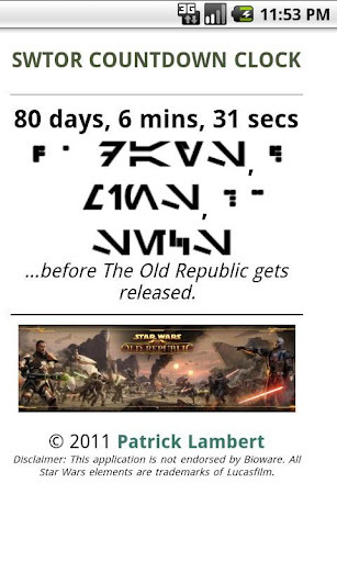 SWTOR Countdown Clock截图2