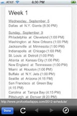 2012 NFL Schedule截图2