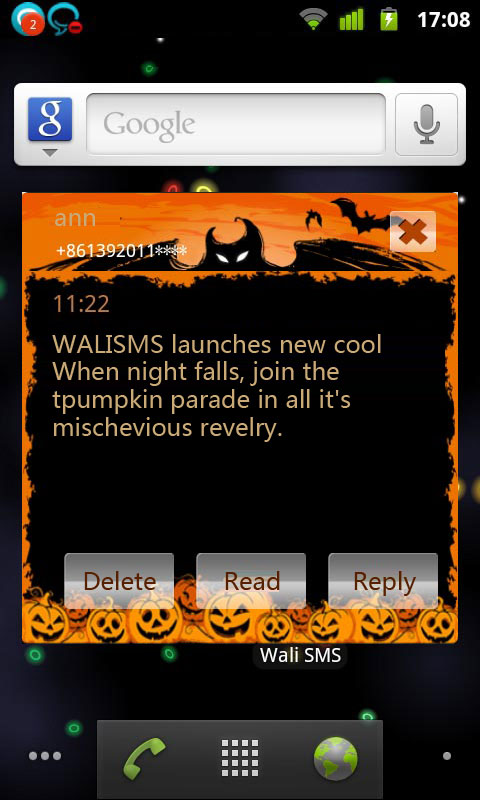 Wali SMS Theme: Evil Pumpkin截图2