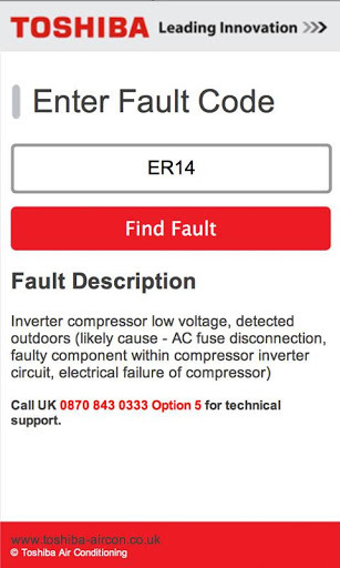 Toshiba Air Con Fault Codes截图2