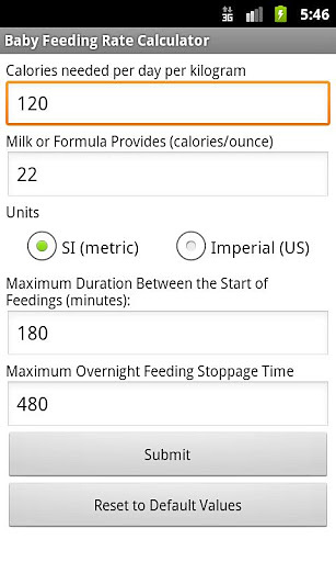 Baby Feeding Rate Calculator截图1