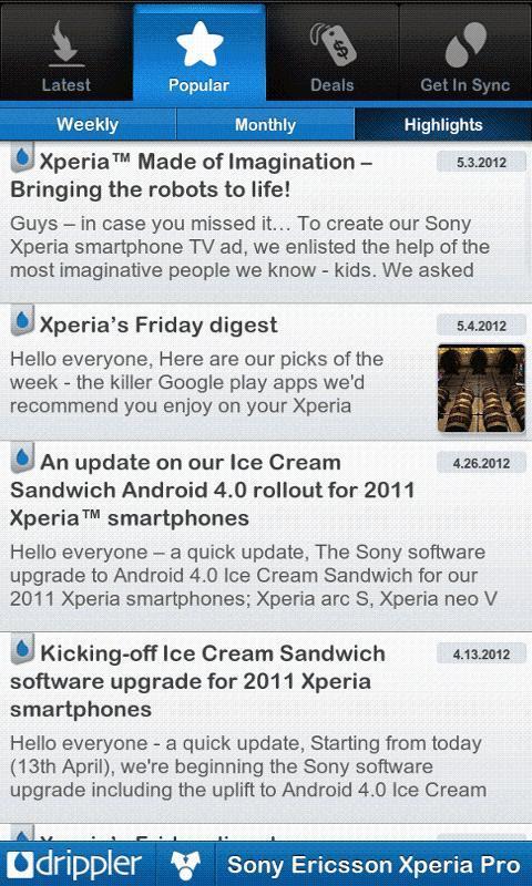 Drippler Sony Ericsson Xperia Pro截图3
