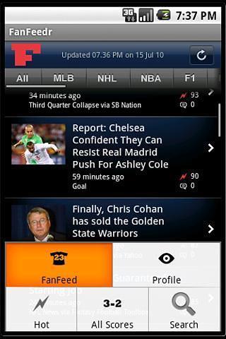 FanFeedr: Personal sports news截图1