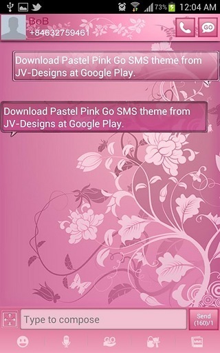 Pastel Pink Go SMS Theme截图1