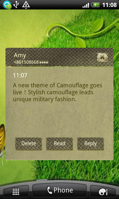 Wali SMS Theme：Camouflage截图2