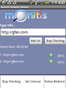 Monitis网站监测器截图
