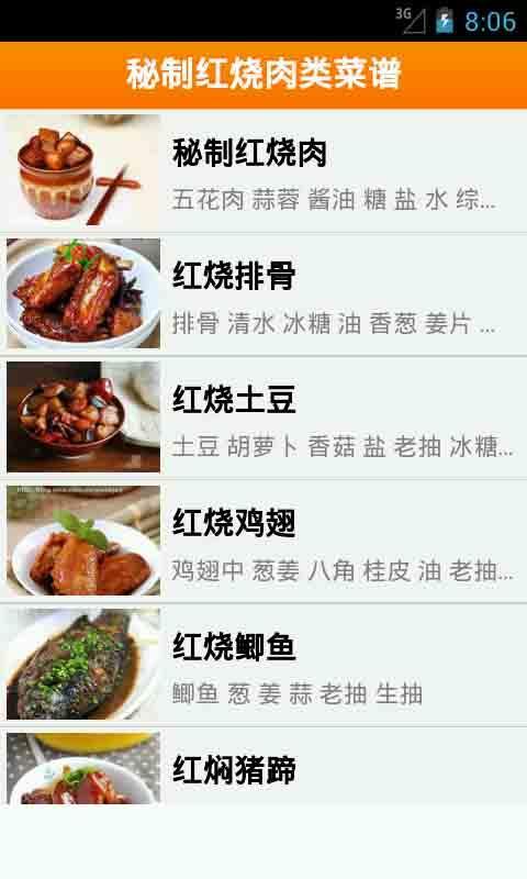 秘制红烧肉类菜谱截图1