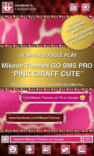 Pink Zebra Theme 4 GO SMS PRO截图5