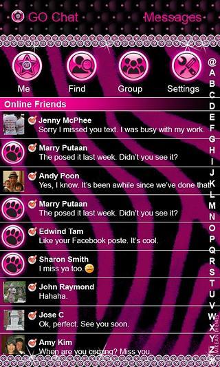 Pink Zebra Theme 4 GO SMS PRO截图6