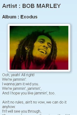 Bob Marley的歌词截图2