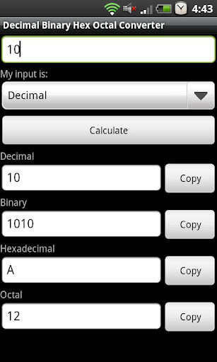 Decimal Binary Hex截图2