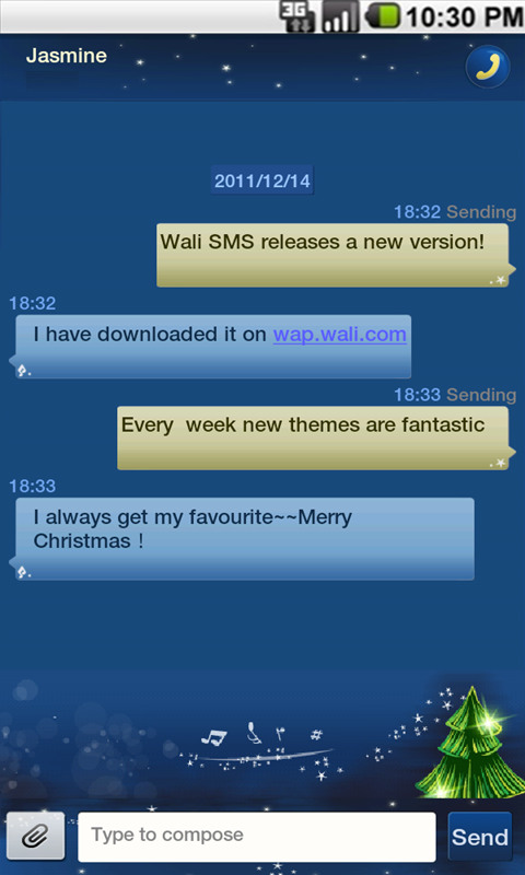 Wali SMS Theme: Christmas Fantasia截图1