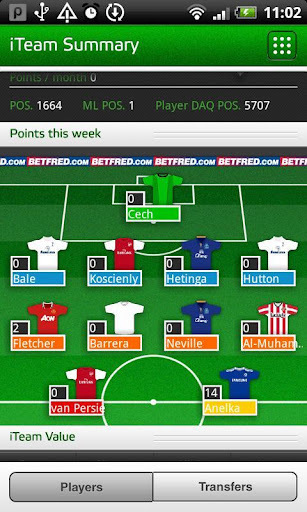 Fantasy iTeam EPL 11-12截图2