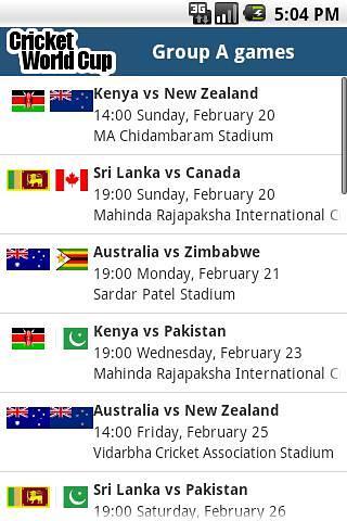 Cricket World Cup Schedule截图1