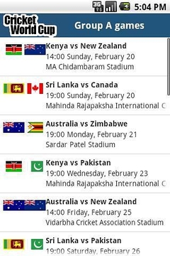 Cricket World Cup Schedule截图