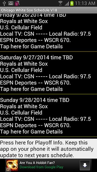 Simple White Sox Schedule截图1