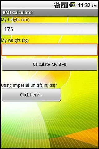 身高体重指数（BMI）计算器（公制）截图