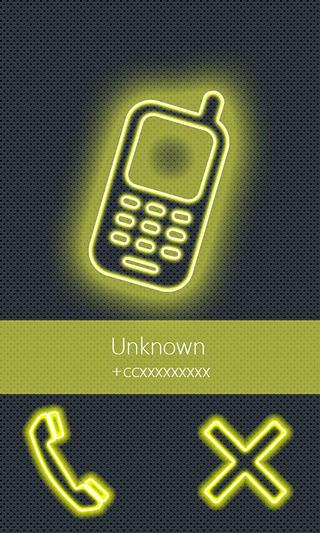 BIG! caller ID Theme Neon Yellow截图2