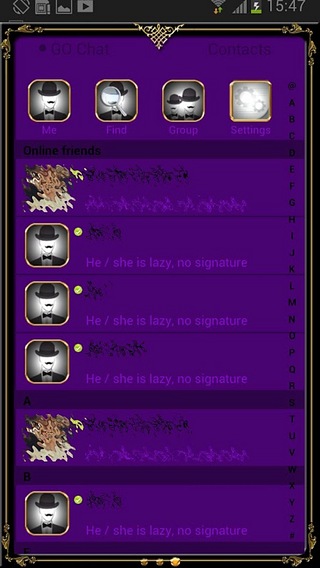 GO SMS Golden Vintage Dark Purple Theme截图3