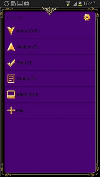 GO SMS Golden Vintage Dark Purple Theme截图6