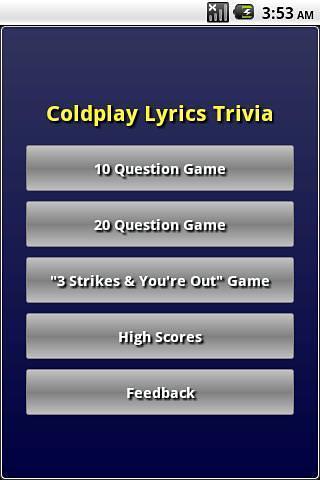 Coldplay Lyrics Trivia截图1