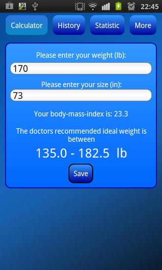 BMI指数计算器截图