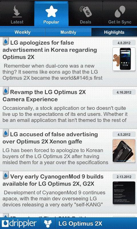 Drippler LG Optimus 2X截图2