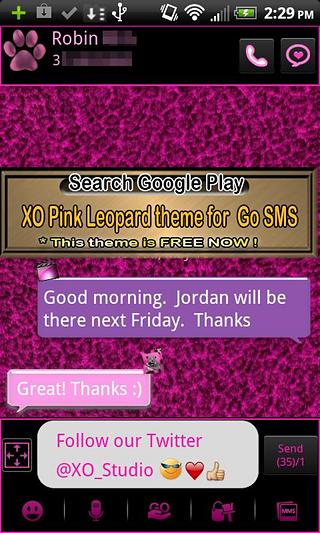GO SMS PRO Pink Cheetah theme截图1