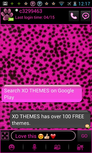 GO SMS PRO Pink Cheetah theme截图3