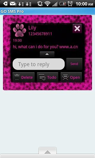 GO SMS PRO Pink Cheetah theme截图5